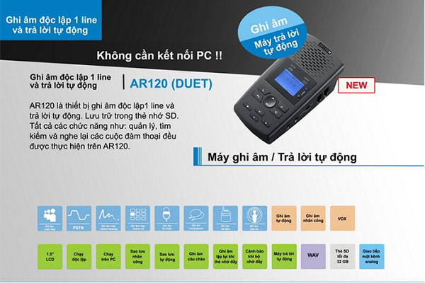 NHỮNG TÍNH NĂNG ƯU VIỆT CỦA MÁY GHI ÂM ĐIỆN THOẠI BÀN AR120 (DEMO)