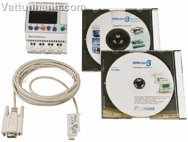 PLC,logic controller,kit,20 I/O,12 inputs,8 relay outputs,millennium 3,LCD display,24Vdc supply