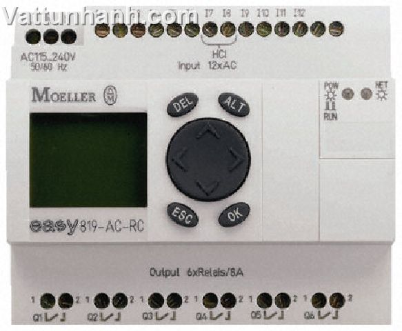 PLC, I/O module, 12 digital, 4 Analogue I/P, 6 relay, 1 Analogue O/P, no LCD display or keypad, 24Vd