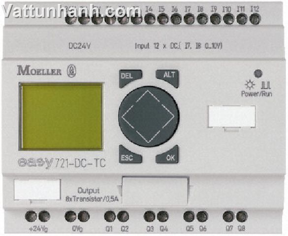 PLC, easy700, relay outputs, 100 to 240Vac supply, real time clock, LCD display