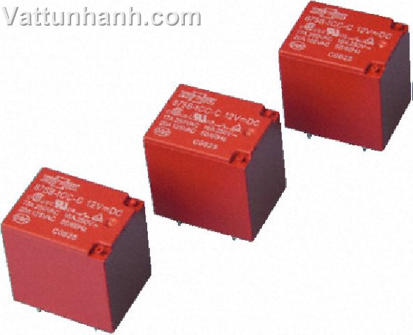 Relay, PCB, miniature, sugar cube, SPNO, 16/12A, sealed, 24Vdc